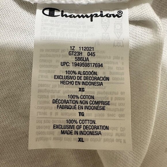 Champion Men’s Size XL Classic White 100% Cotton Graphic Logo T-Shirt NWT - Picture 5 of 5